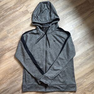 Under Armour Women’s Gray Fitted Hooded Jacket w/ Black Mesh Sleeve Sz Lrg